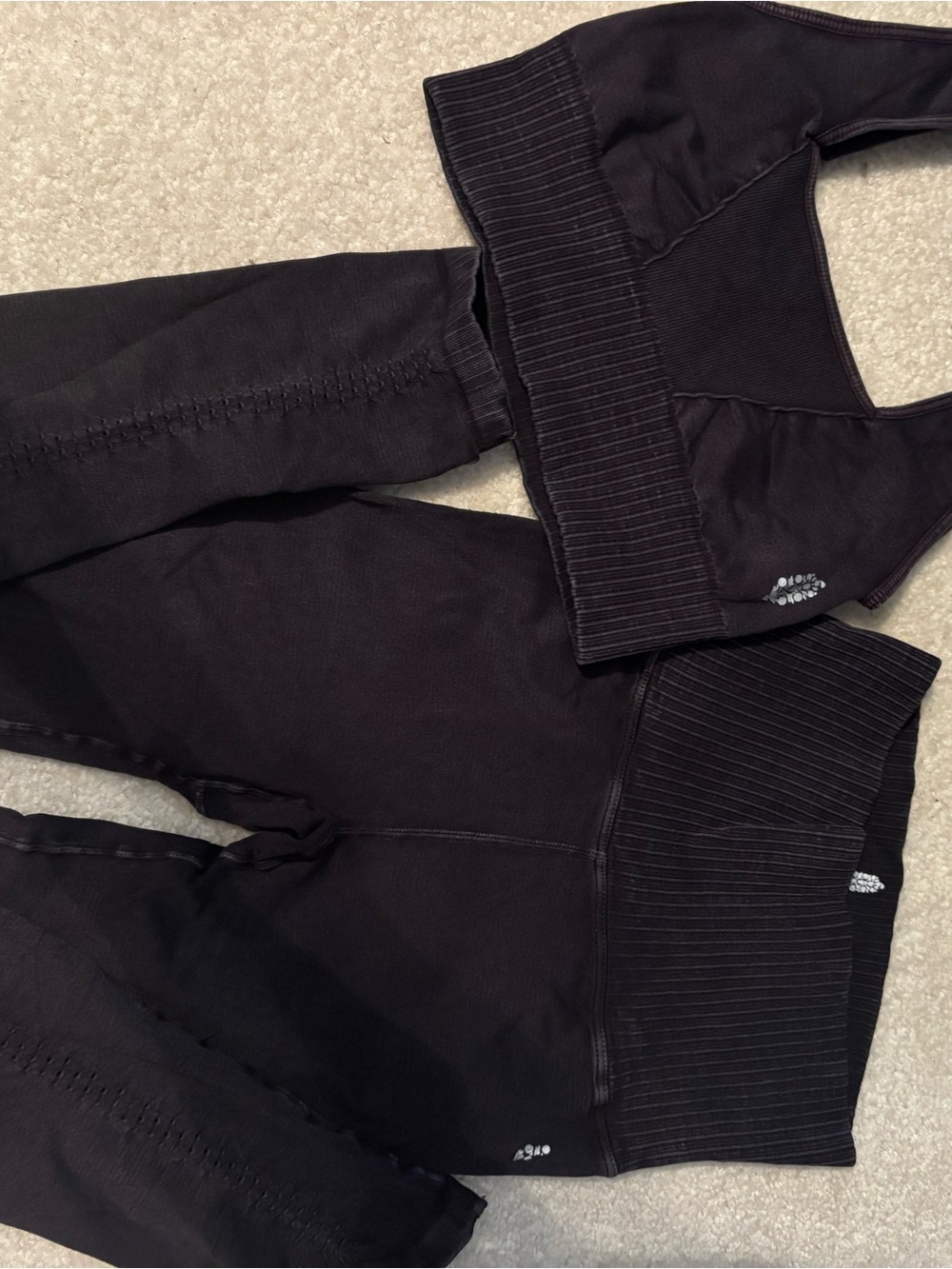 Free People Black Kids Leggings and Sports Bra Set